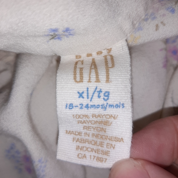 Vintage Baby GAP Cream Floral Shirt Dress ~ 18-24 - Picture 6 of 6